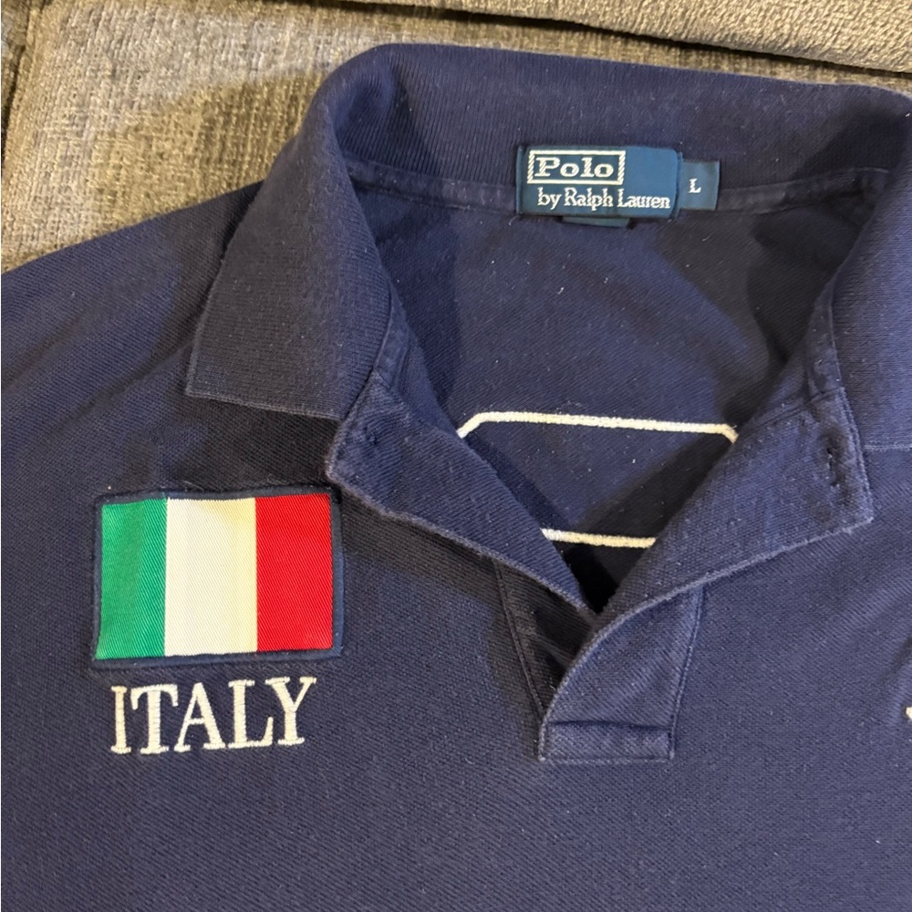 Polo by Ralph Lauren Men's Navy Shirt with Italy Patch CUSTOM